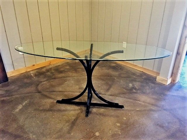 Metal C Base Glass Top Powder Coated Black 68x26