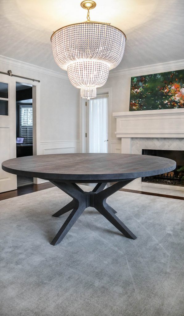 Mettling Mia Rao 72 Western Springs Brewer qsro thick top no apron no distress clean edge no grooves Classic Gray w White Cerused flat 20 drop in leaf 2 597x1024