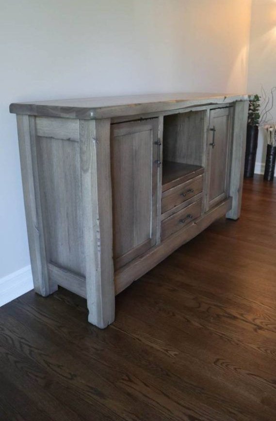 Naperville-20x68x38-Houston-Wine-Server-Hickory-3-4-disrress-on-top-5-6-random-rounding-Prado-Black-Shadow-Satin-K558-SI-Hardware