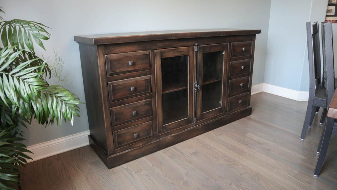 New-Lenox-19x72x36-Allison-buffet-brown-maple-Distressed-Weather-Black-avalon-thick-top-and-trim-felt-organizers