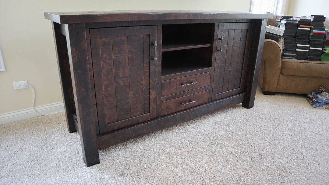 New-Lenox-custom-Houston-media-center-24x72x38-rustic-rough-sawn-brown-maple-Earthtone-flat