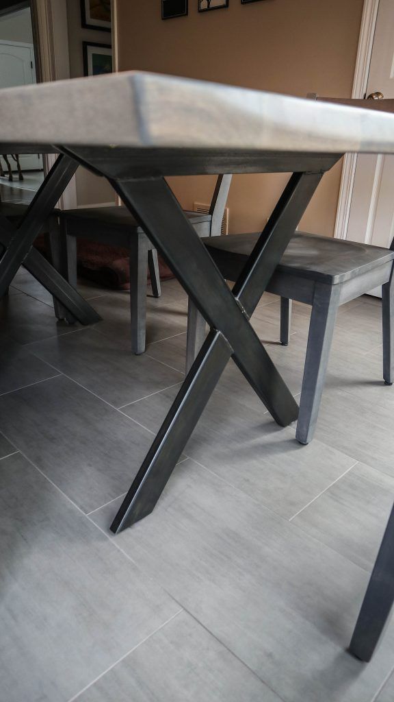 Northbrook 42x68x 1x3 metal x 3 inch on face hard maple natural wavy edge extra minimal distress thick top Prado flat top natural steel base Monterey bm storm gray flat 576x1024