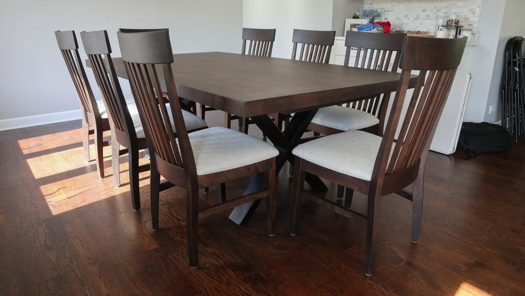 Northbrook 48x84 Metal X extra thick top hard maple light distress clean edge American Walnut Flat Flatter Black Collins hm to match C8 57 Coconut 1 1280x720