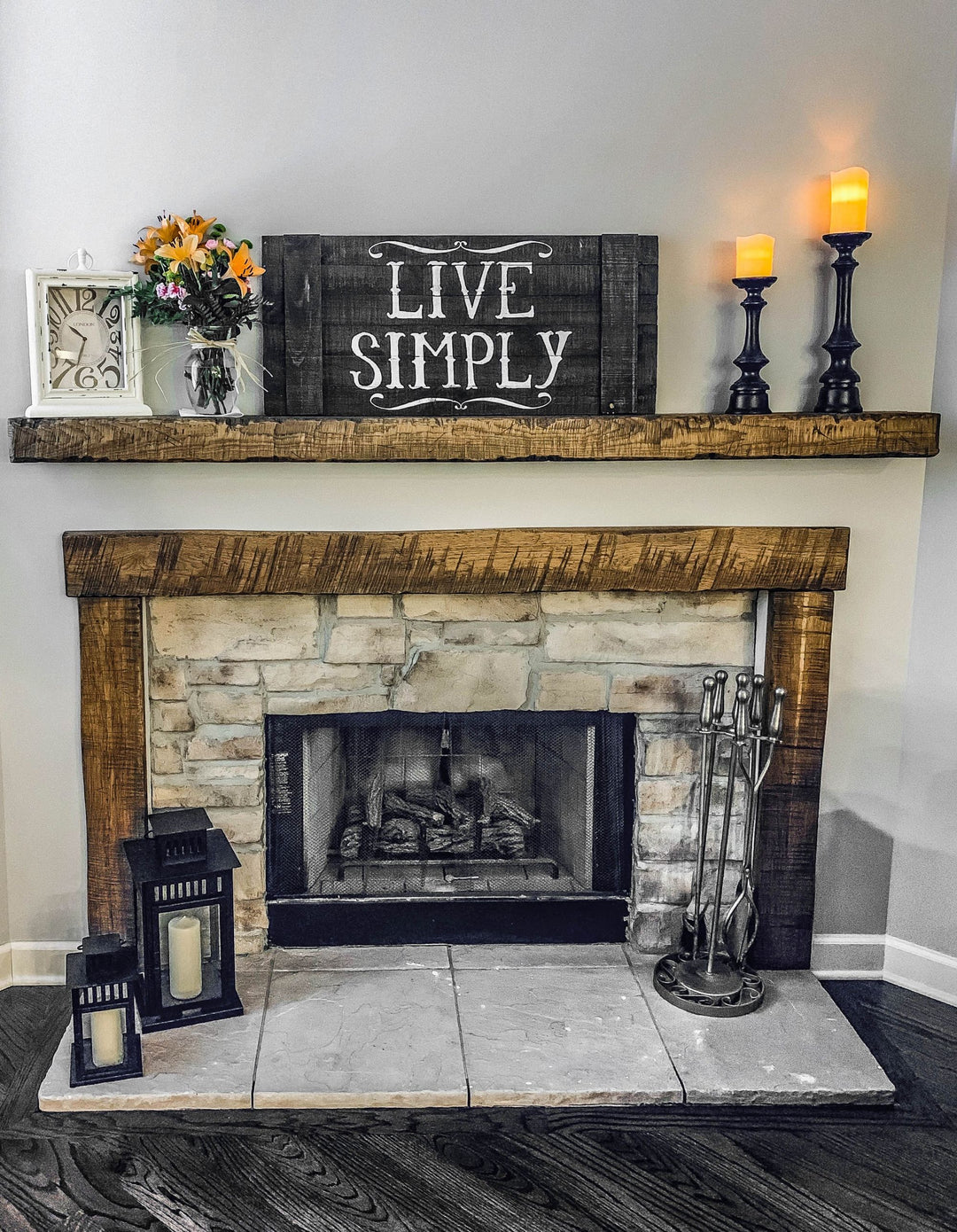 Plainfield 82x4x7 hickory rough sawn random wavy edge heavy distress provincial black shadow flat