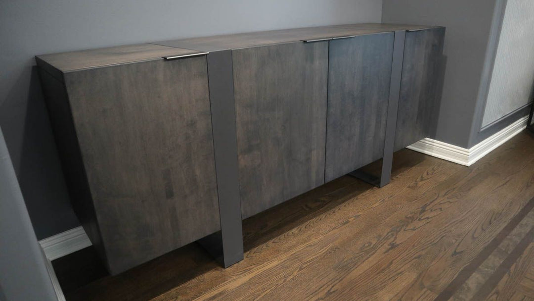 Riverwoods 22x84x36 Custom Buffet hard maple Smokey Water flat River Stone - powder coat