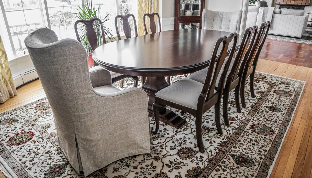 Rockford 48x86 oval thick top walnut all clean ogee edge custom color satin filled grain 2