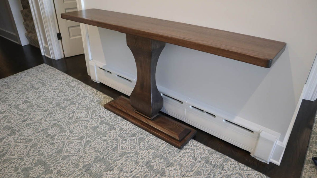 Thomas - Steffanie Danby Wilmette 15x72x34 Stretched Belly ash thick top clean edge rounded edge no distress no grooves Charwood satin