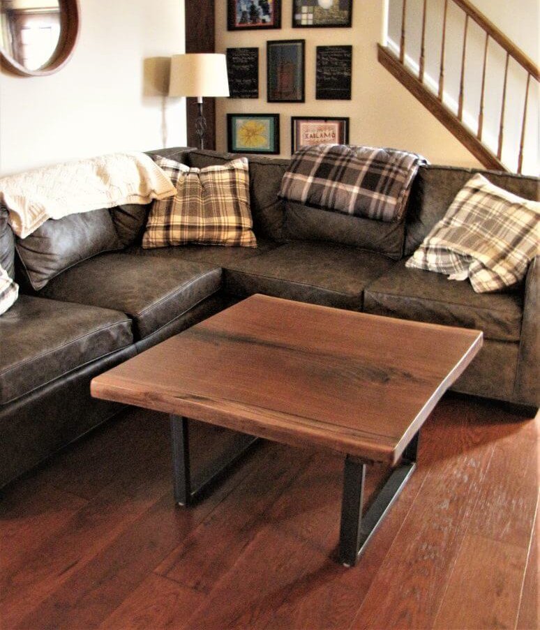 Walnut Metal Base Coffee Table