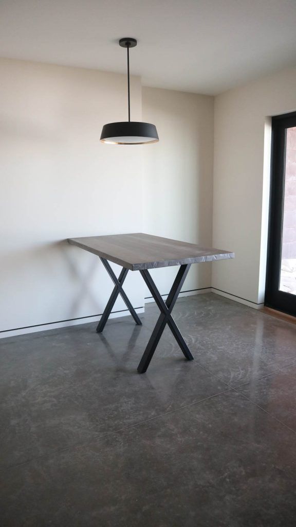 Waumakee WI 32x60x36 Metal X 1.5x3 tubing quarter sawn white oak thick top light tumbled edge no distress Classic Gray w white cerused flat Flatter Black 1 576x1024