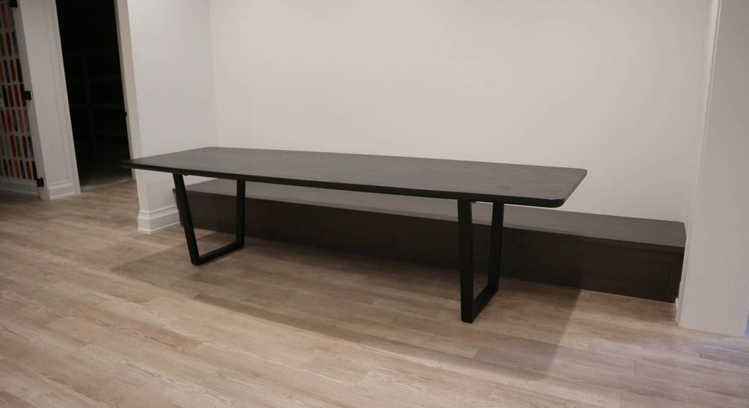 Western Springs 40x120x30 Tapered Picture Frame ash thick top no apron boat shape top Black Espresso satin Flatter Black - base 1