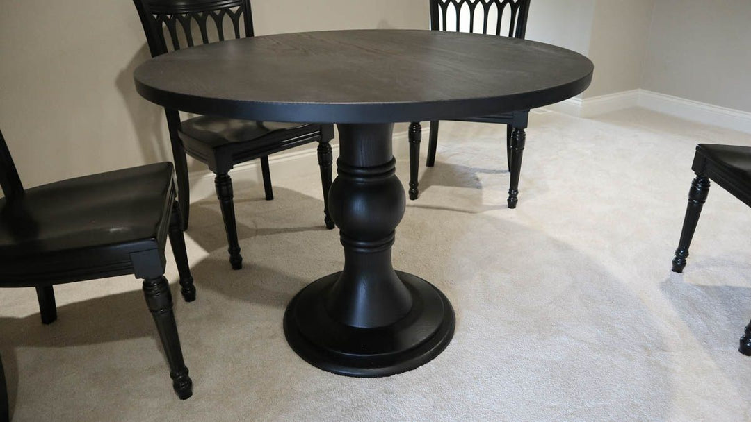 Wheaton 40 custom turned ash standard top 1.25 clean edge no distress Black Espresso 10 sheen flat