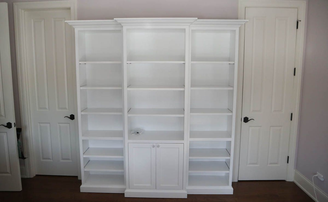 Wilmette 78x87 bookcase brown maple Bright White Satin 2